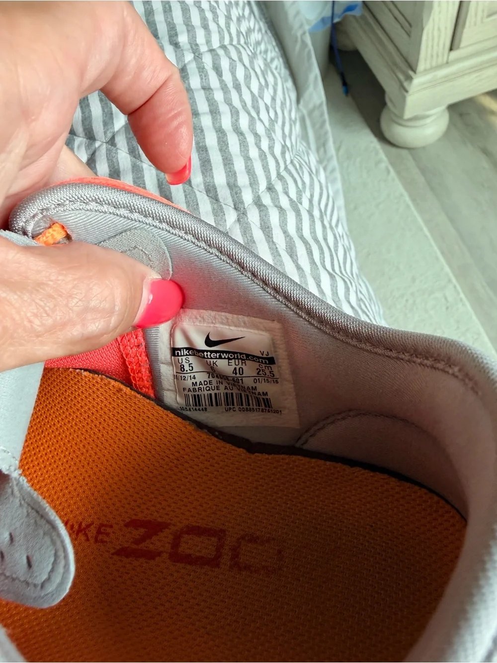 Nike Women's Coral and Orange Mesh Running Shoes